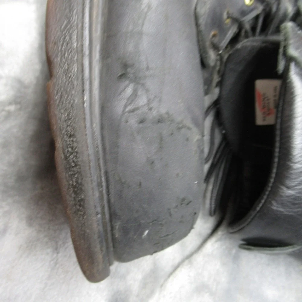 Red Wing Work Boots Mens 13 D Black Leather‎ Safety Steel Toe Lace-Up USA Made